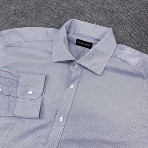 Hive & Colony Shirt Mens L? Blue White Luxury Bespoke Custom Cutaway Collar READ